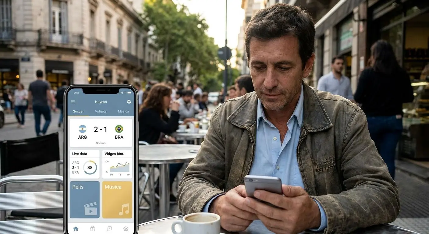 Usuario en Argentina usando una app móvil de apuestas y entretenimiento