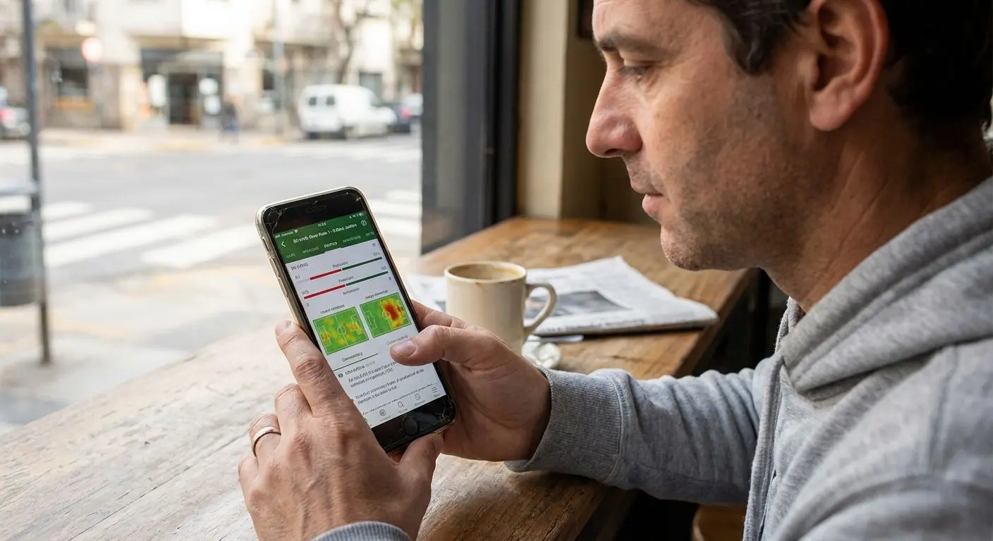Usuario argentino usando una app deportiva desde el smartphone