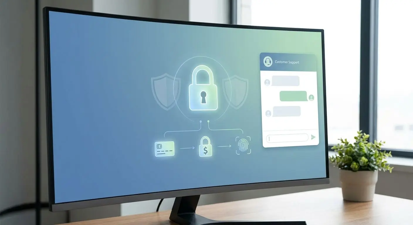 Ilustración de seguridad digital, soporte y juego responsable
