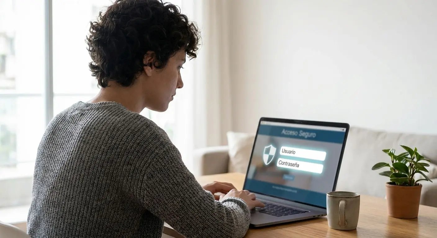 Usuario en Argentina revisando la pantalla de inicio de sesión desde su notebook