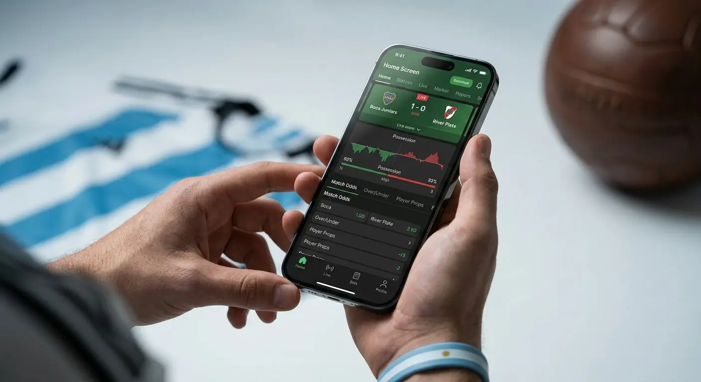 Mockup de la versión móvil de bet365 en un smartphone