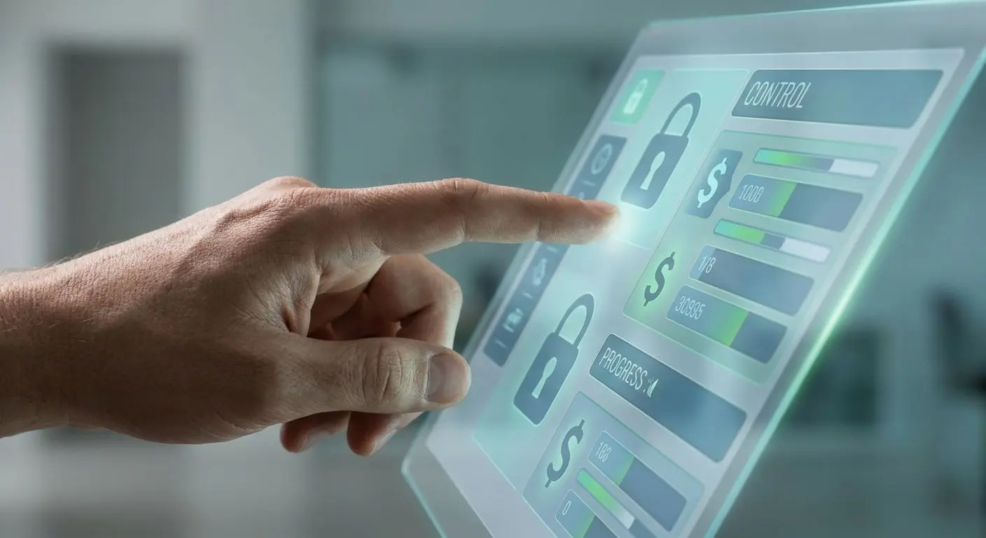 Panel de control financiero con límites y seguridad
