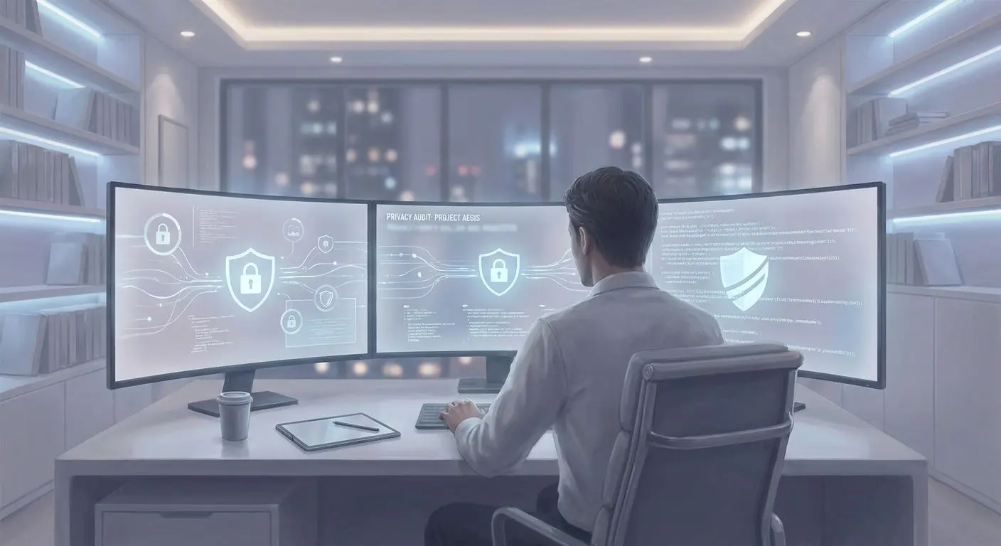 Analista de privacidad y documentaci贸n Analista de privacidad revisando documentaci贸n digital