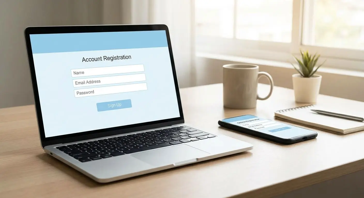Formulario de registro desde notebook y celular Formulario genérico de registro en notebook y celular