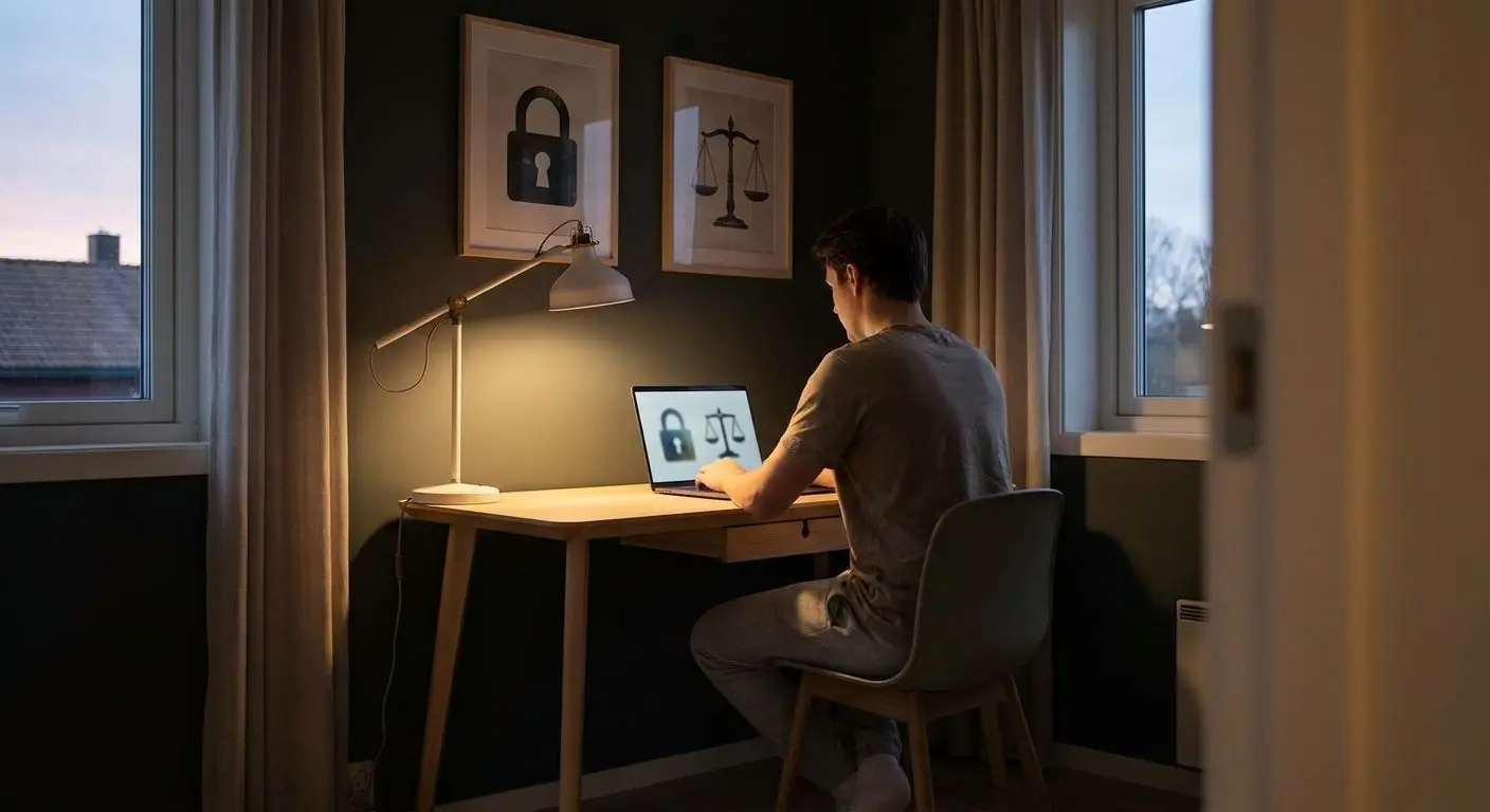 Seguridad online y juego responsable Escena de seguridad online y uso responsable frente a una computadora